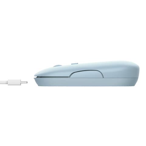 Mouse ultrasottile wireless ricaricabile Trust Puck - ricevitore USB A 2.0 azzurro - 24126